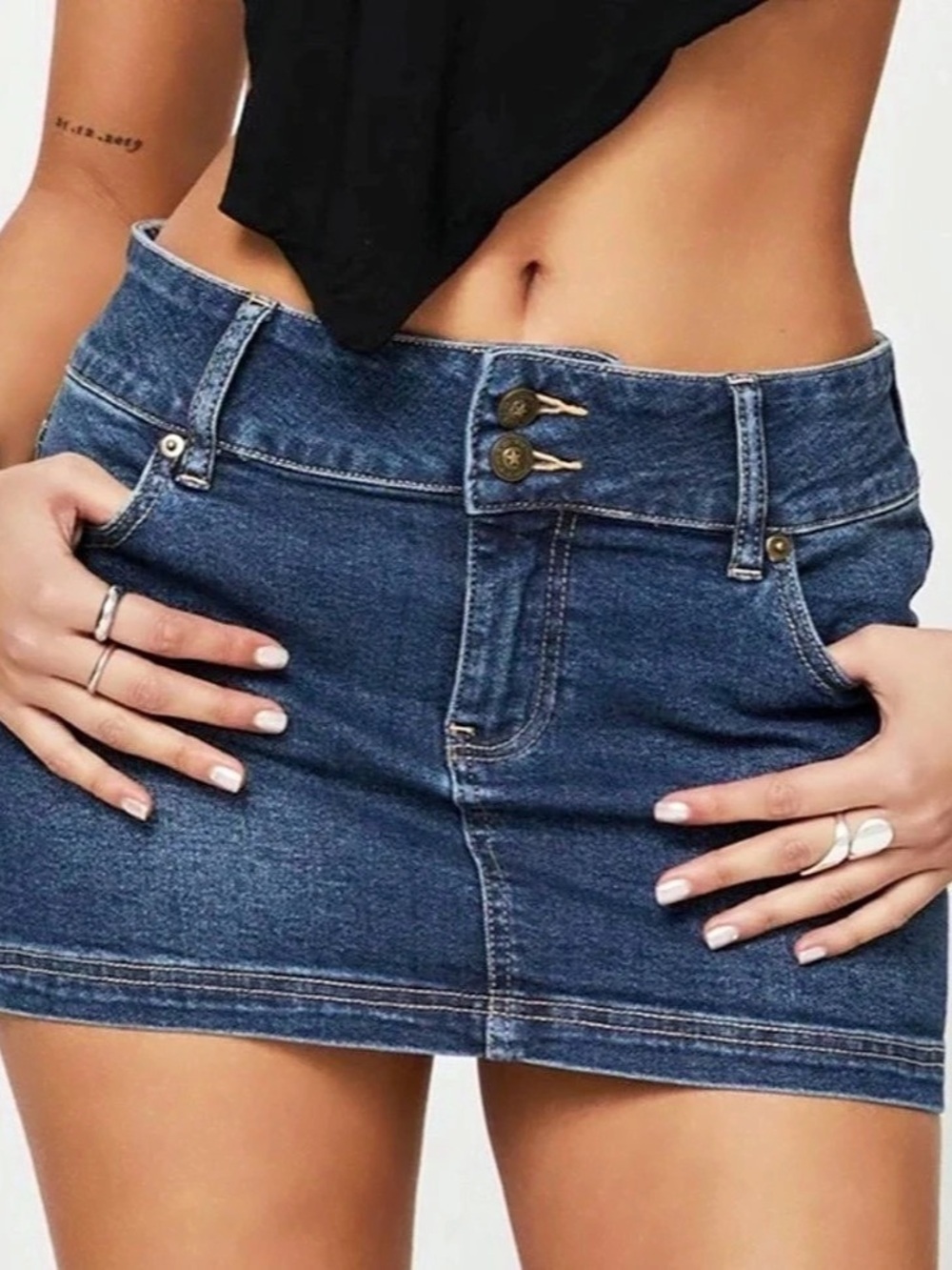 Princess Polly Faya Low Rise Denim Mini Skirt